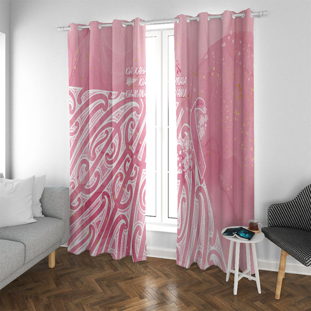 Breast Cancer Pink October Maori Window Curtain Kia Kaha Kia Maia Kia Manawanui
