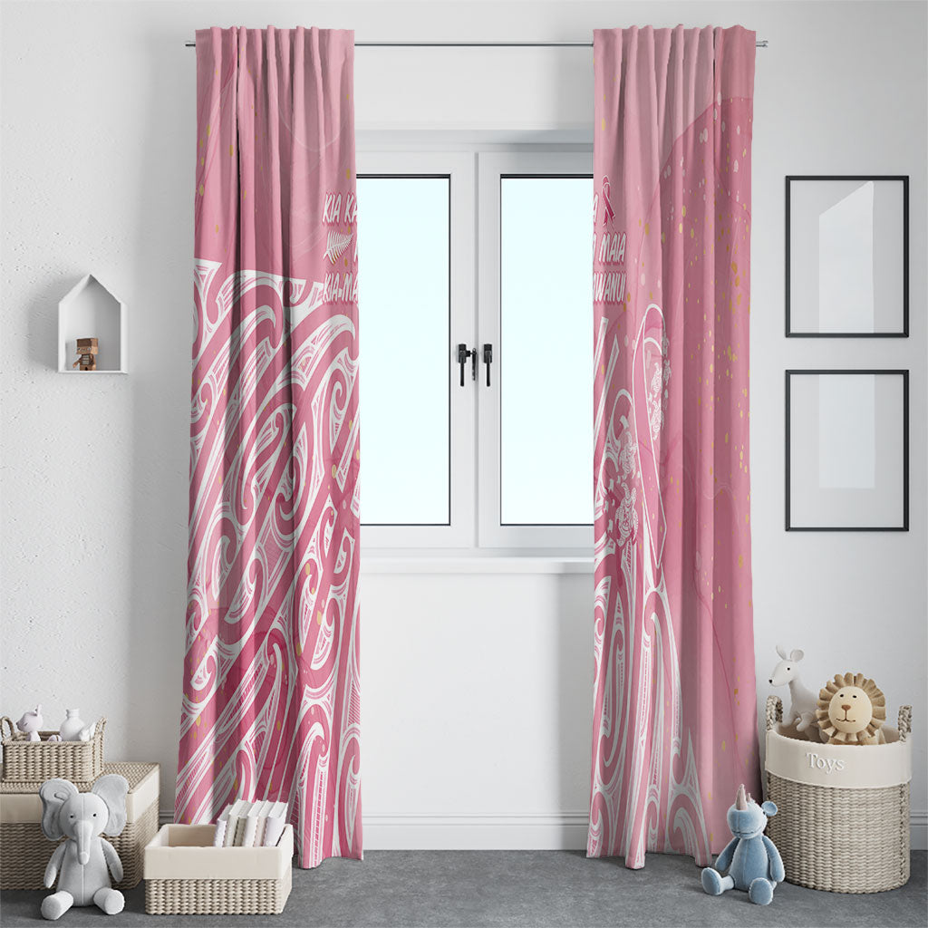 Breast Cancer Pink October Maori Window Curtain Kia Kaha Kia Maia Kia Manawanui