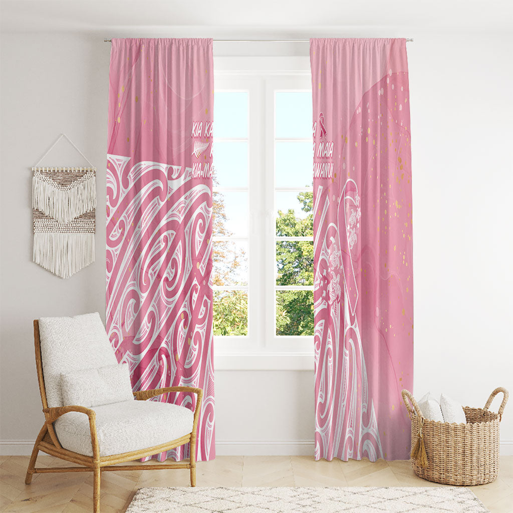 Breast Cancer Pink October Maori Window Curtain Kia Kaha Kia Maia Kia Manawanui