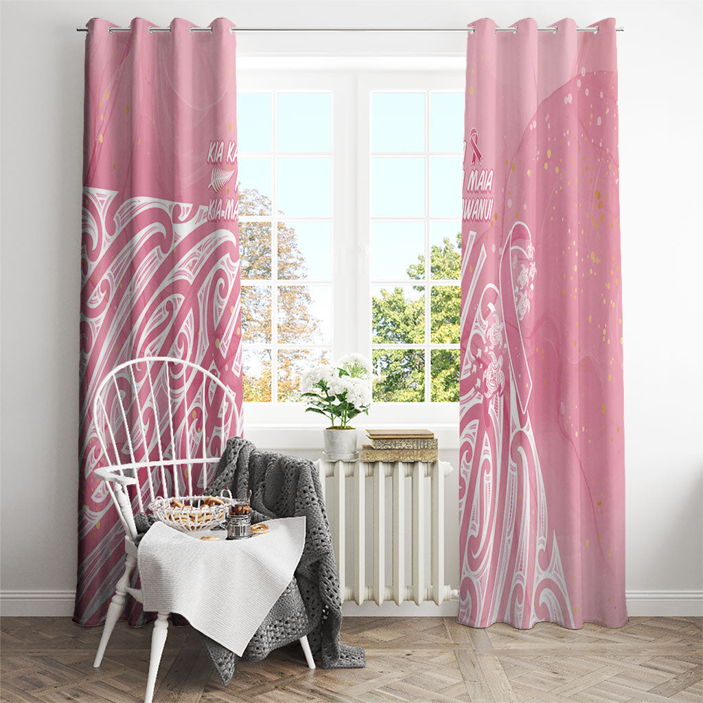 Breast Cancer Pink October Maori Window Curtain Kia Kaha Kia Maia Kia Manawanui