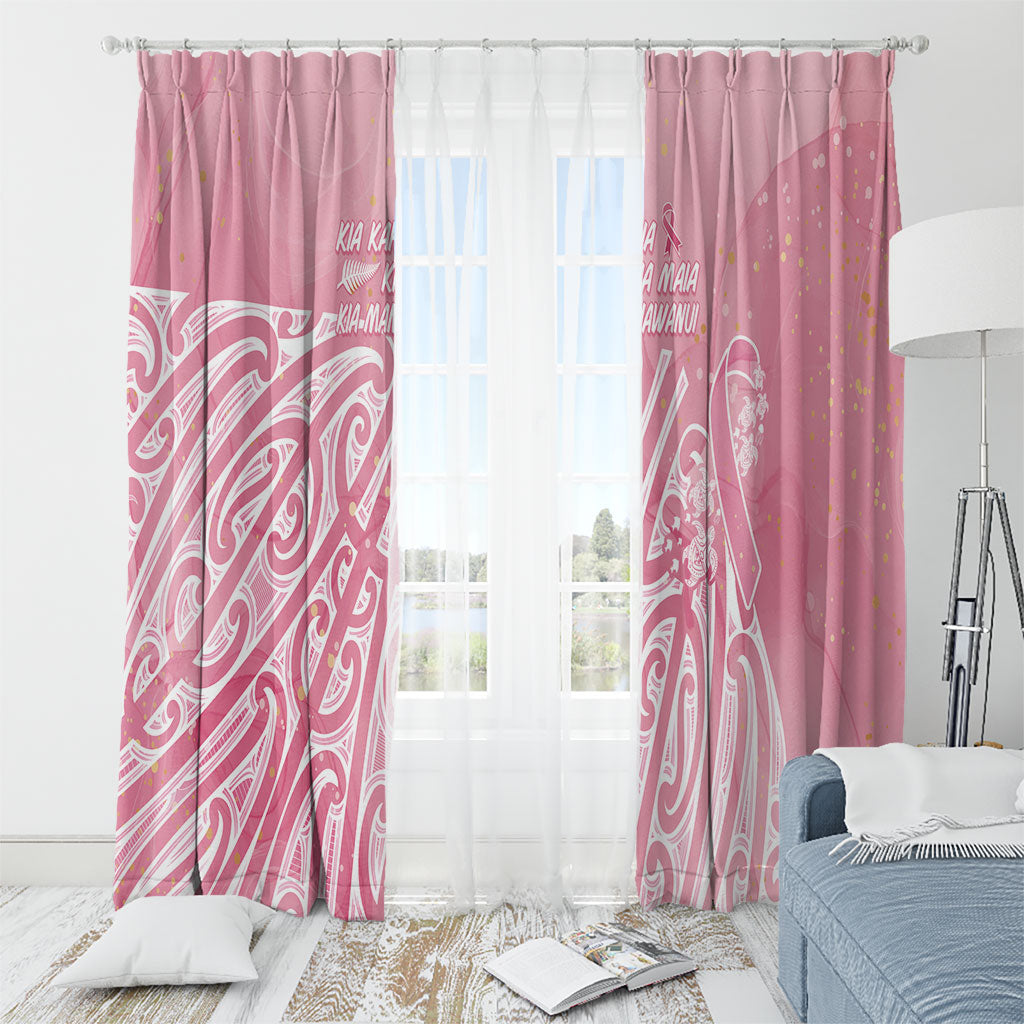 Breast Cancer Pink October Maori Window Curtain Kia Kaha Kia Maia Kia Manawanui