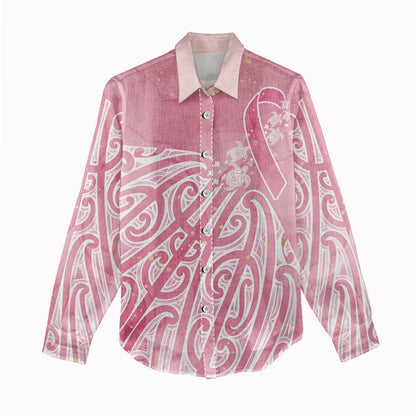 Breast Cancer Pink October Maori Women Casual Shirt Kia Kaha Kia Maia Kia Manawanui