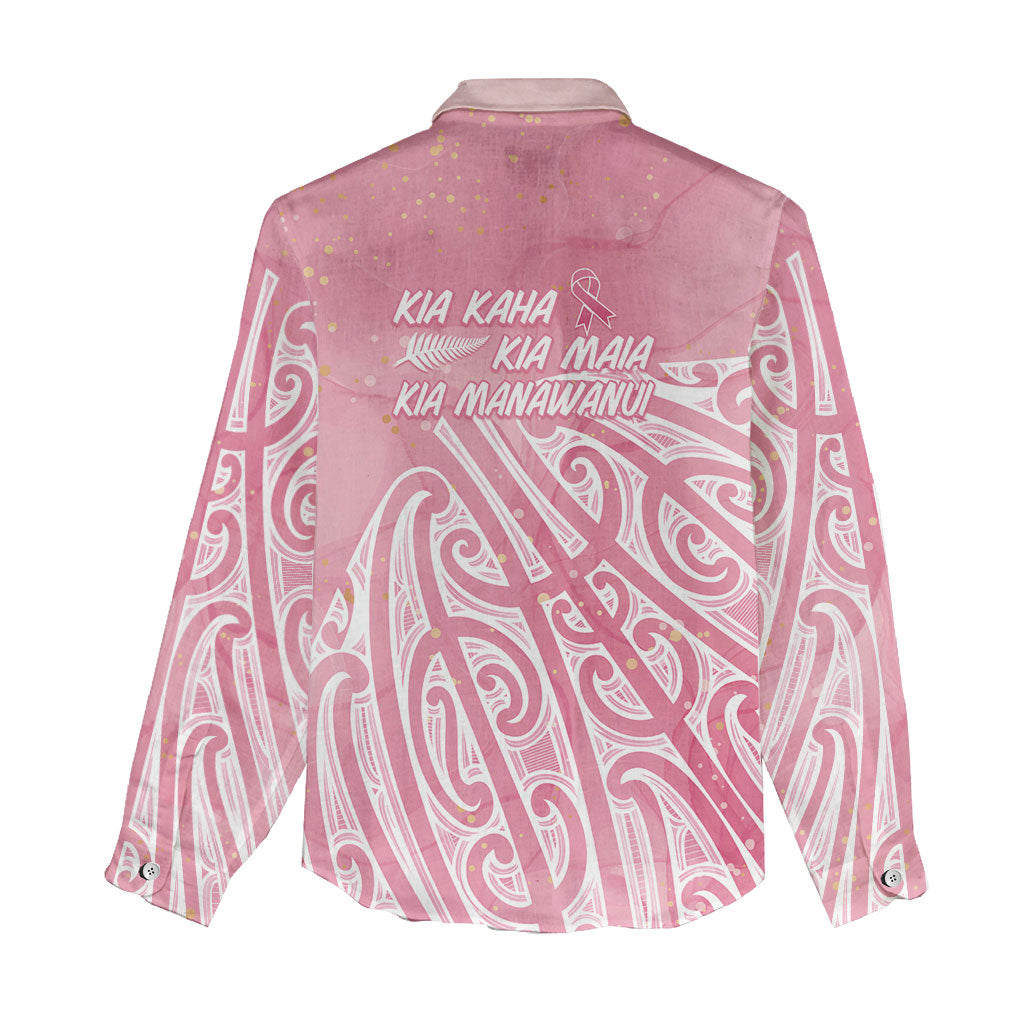 Breast Cancer Pink October Maori Women Casual Shirt Kia Kaha Kia Maia Kia Manawanui