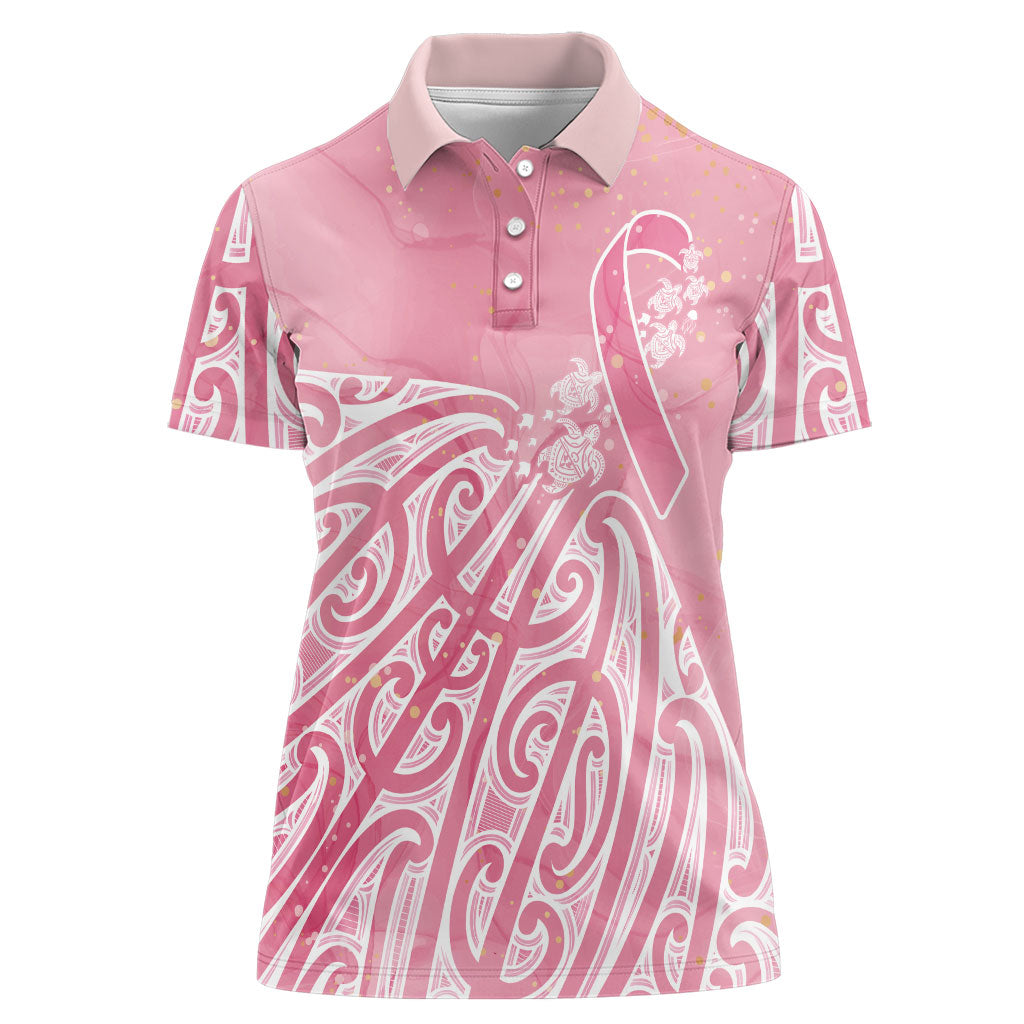 Breast Cancer Pink October Maori Women Polo Shirt Kia Kaha Kia Maia Kia Manawanui