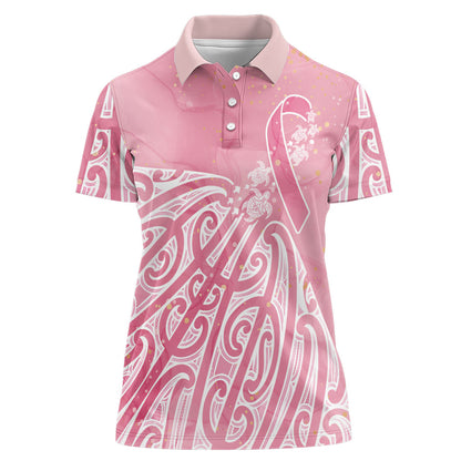 Breast Cancer Pink October Maori Women Polo Shirt Kia Kaha Kia Maia Kia Manawanui
