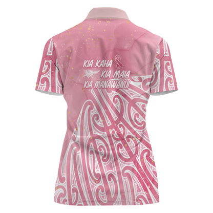 Breast Cancer Pink October Maori Women Polo Shirt Kia Kaha Kia Maia Kia Manawanui