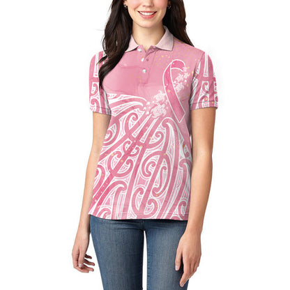 Breast Cancer Pink October Maori Women Polo Shirt Kia Kaha Kia Maia Kia Manawanui