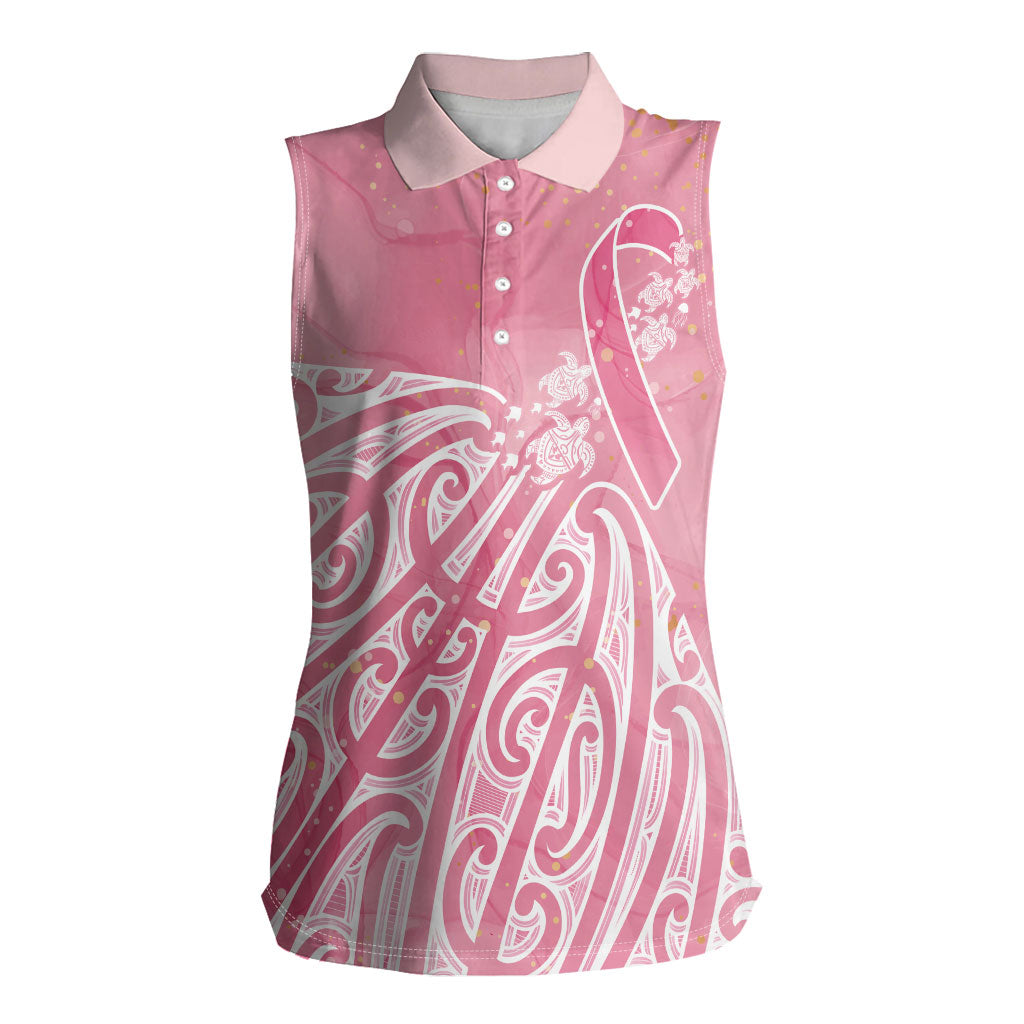 Breast Cancer Pink October Maori Women Sleeveless Polo Shirt Kia Kaha Kia Maia Kia Manawanui