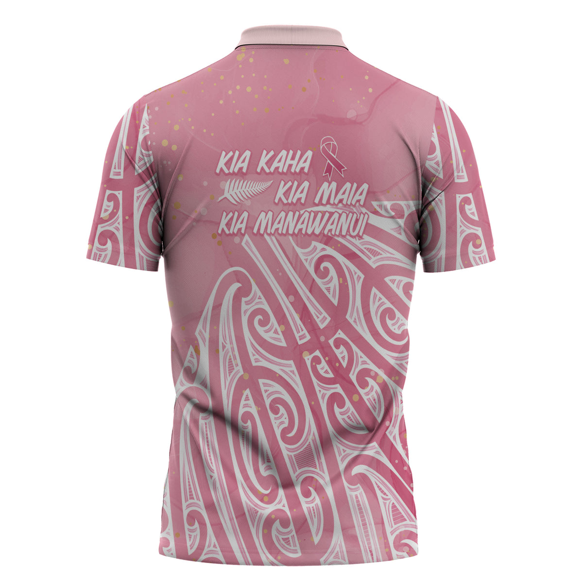 Breast Cancer Pink October Maori Zipper Polo Shirt Kia Kaha Kia Maia Kia Manawanui