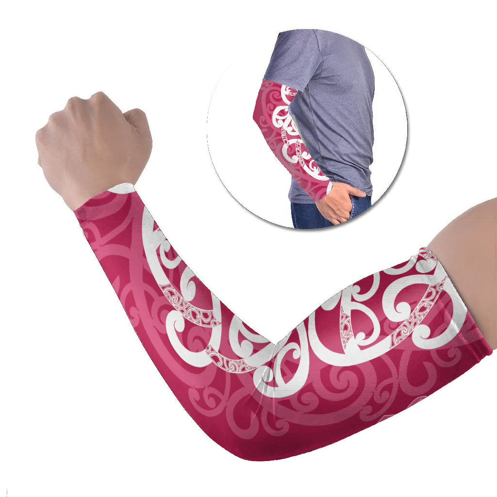 Breast Cancer Pink October Maori Arm Sleeves Koru Kowhaiwhai