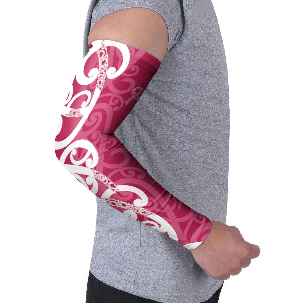 Breast Cancer Pink October Maori Arm Sleeves Koru Kowhaiwhai