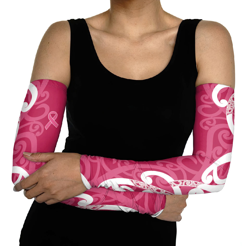 Breast Cancer Pink October Maori Arm Sleeves Koru Kowhaiwhai