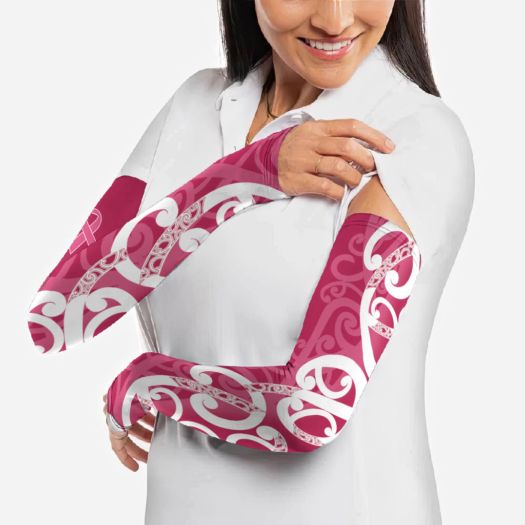 Breast Cancer Pink October Maori Arm Sleeves Koru Kowhaiwhai
