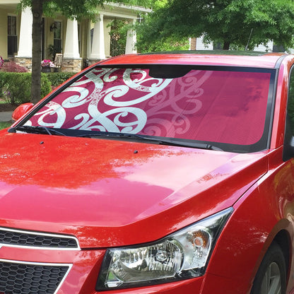 Breast Cancer Pink October Maori Auto Sun Shade Koru Kowhaiwhai