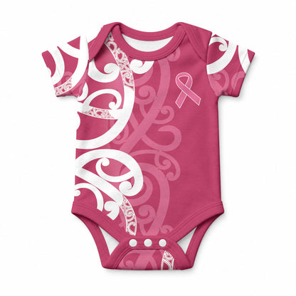 Breast Cancer Awareness Maori Baby Onesie Koru Kowhaiwhai