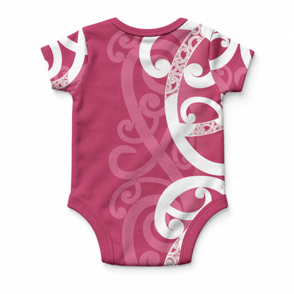 Breast Cancer Awareness Maori Baby Onesie Koru Kowhaiwhai