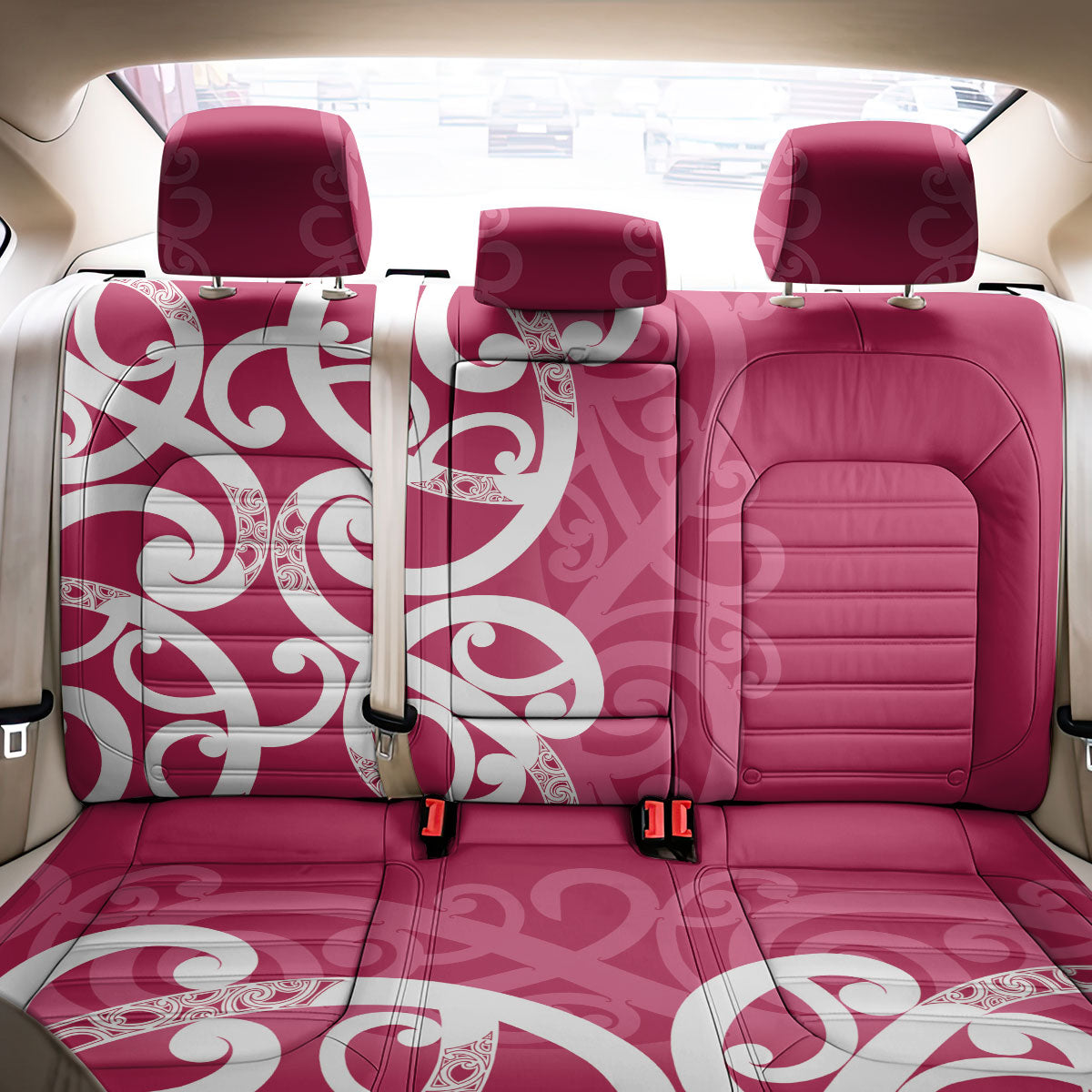 Breast Cancer Pink October Maori Back Car Seat Cover Koru Kowhaiwhai