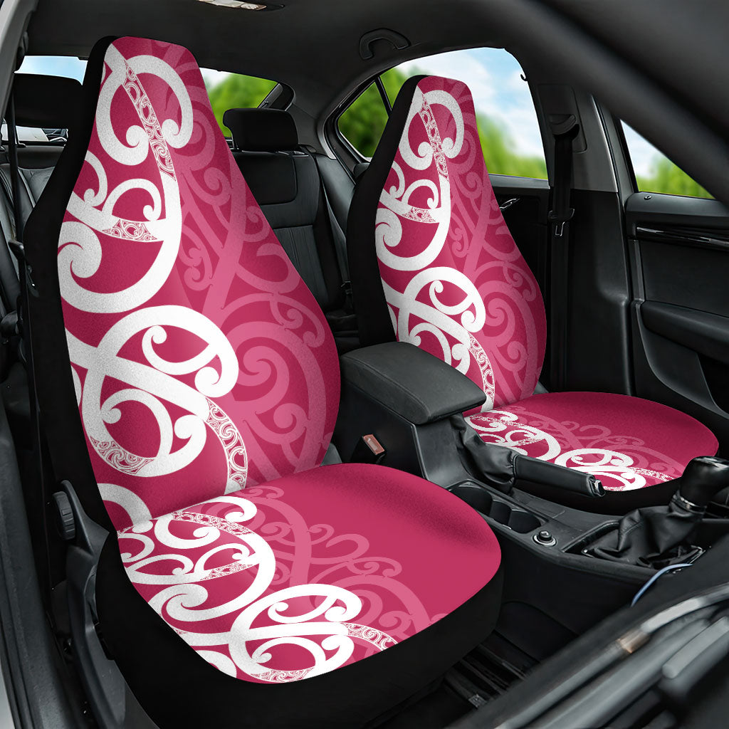 Breast Cancer Pink October Maori Car Seat Cover Koru Kowhaiwhai