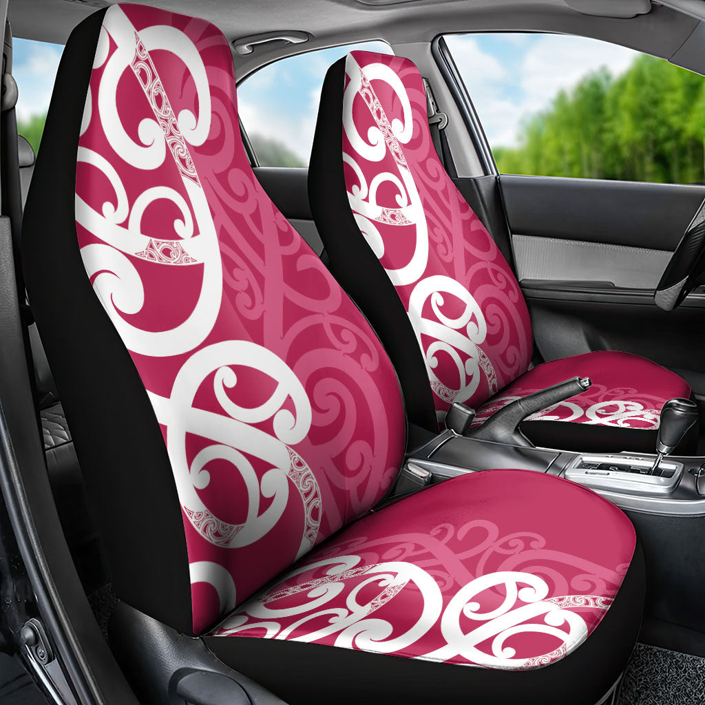 Breast Cancer Pink October Maori Car Seat Cover Koru Kowhaiwhai