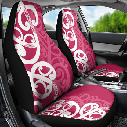 Breast Cancer Pink October Maori Car Seat Cover Koru Kowhaiwhai