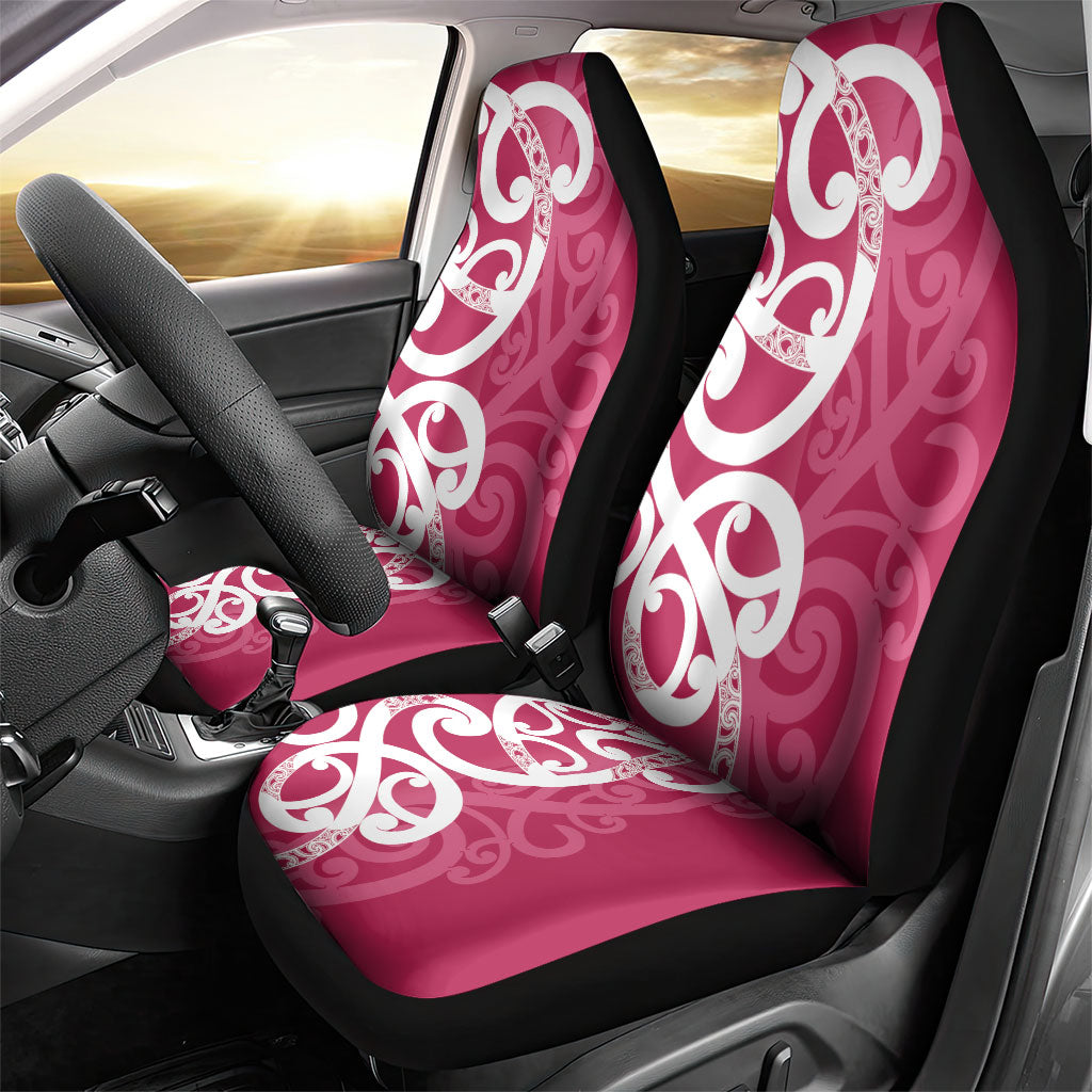 Breast Cancer Pink October Maori Car Seat Cover Koru Kowhaiwhai