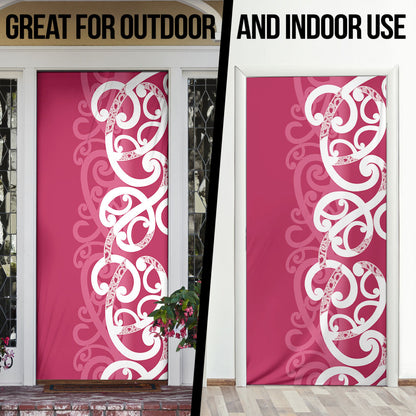 Breast Cancer Pink October Maori Door Cover Koru Kowhaiwhai