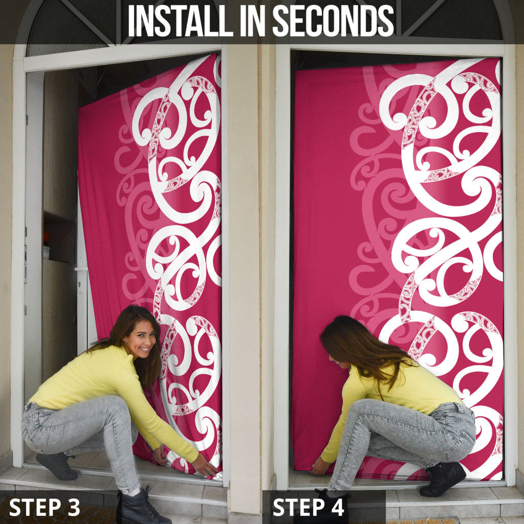 Breast Cancer Pink October Maori Door Cover Koru Kowhaiwhai