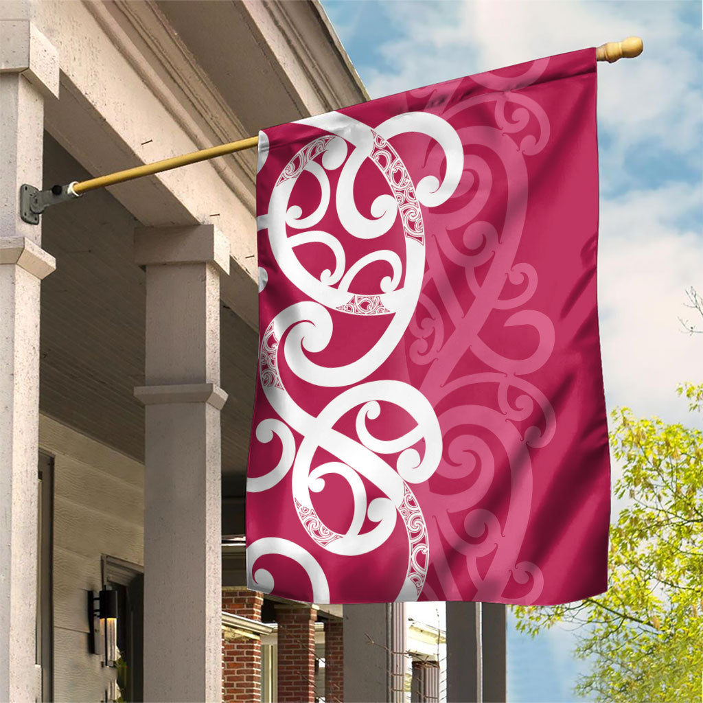 Breast Cancer Pink October Maori Garden Flag Koru Kowhaiwhai