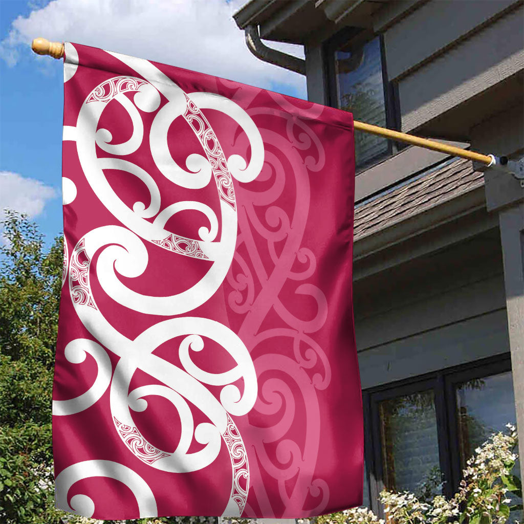 Breast Cancer Pink October Maori Garden Flag Koru Kowhaiwhai