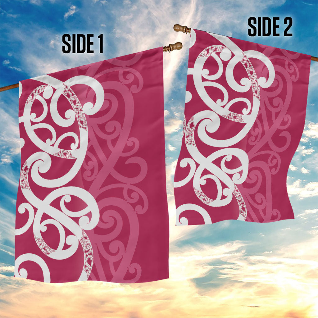 Breast Cancer Pink October Maori Garden Flag Koru Kowhaiwhai