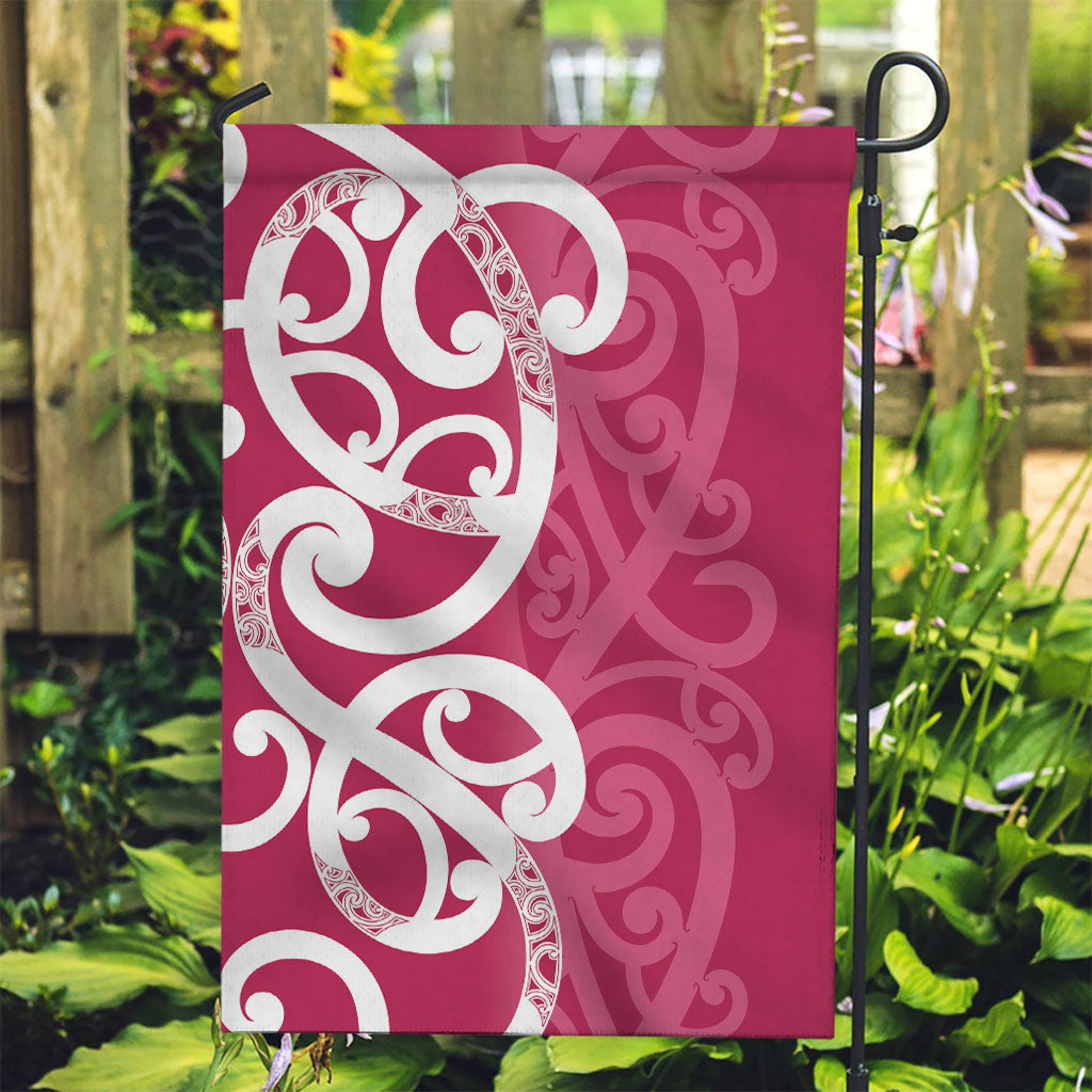 Breast Cancer Pink October Maori Garden Flag Koru Kowhaiwhai