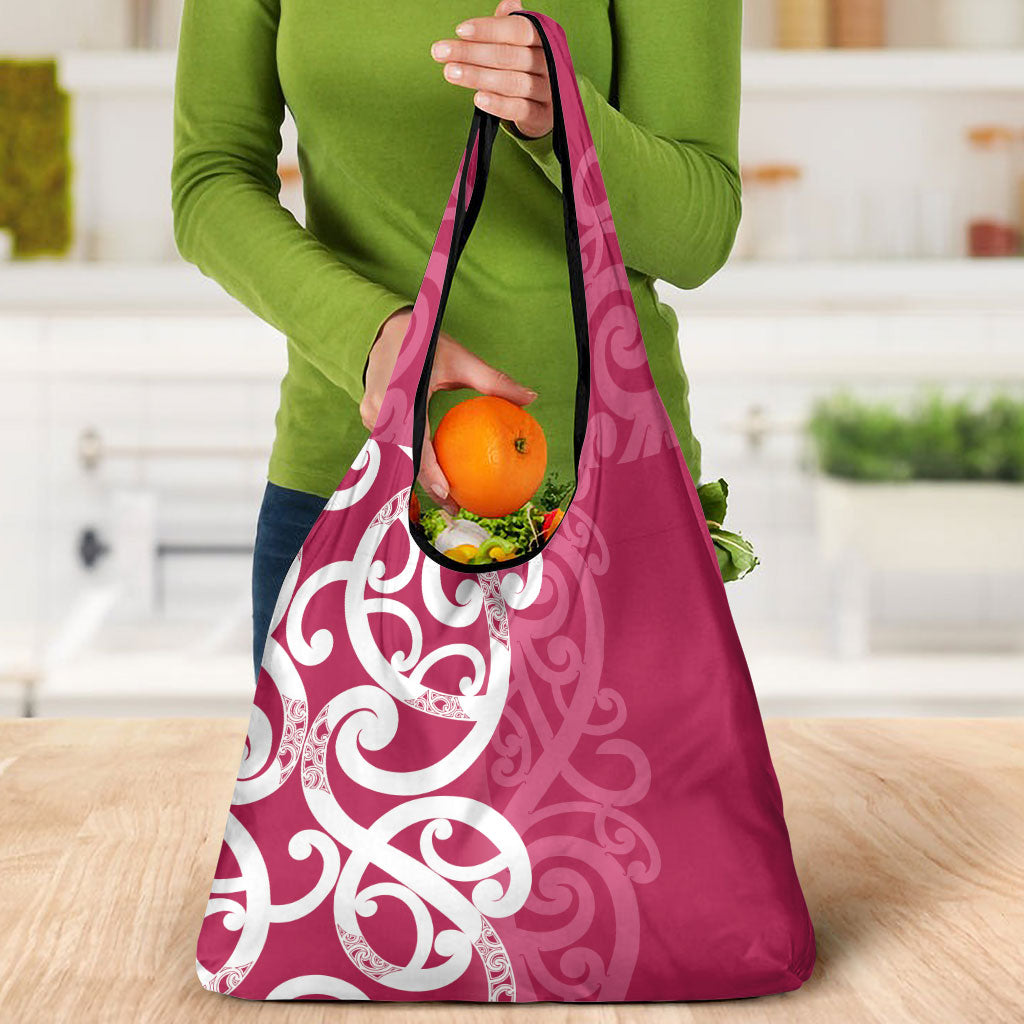 Breast Cancer Pink October Maori Grocery Bag Koru Kowhaiwhai