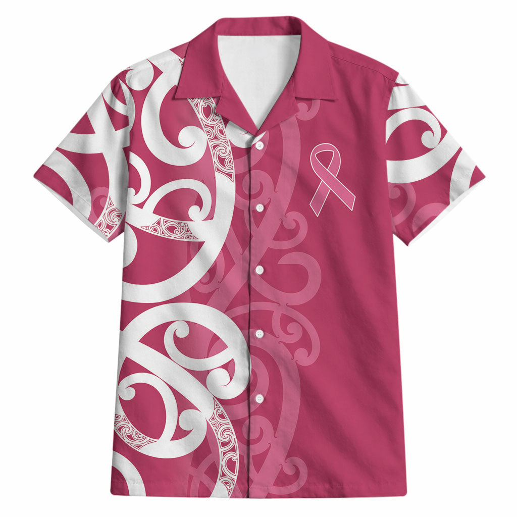 Breast Cancer Pink October Maori Hawaiian Shirt Koru Kowhaiwhai