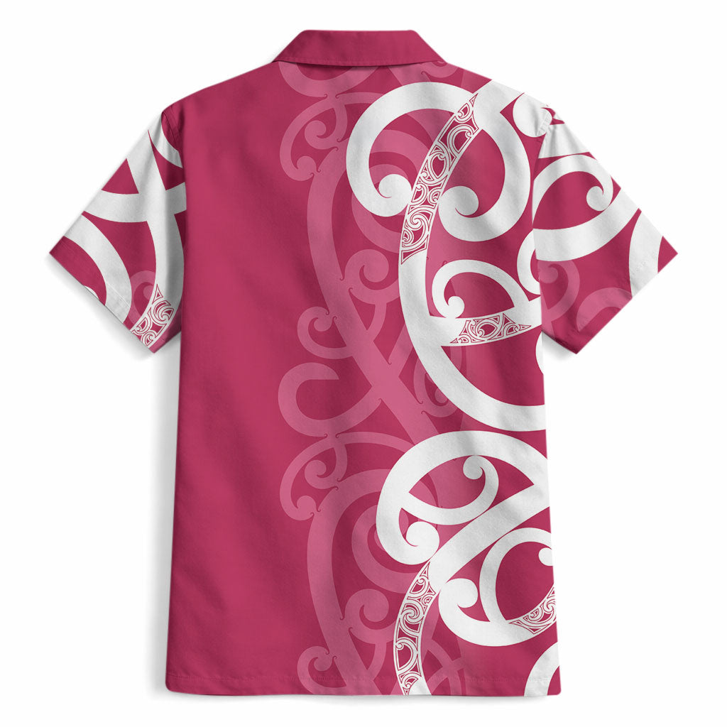 Breast Cancer Pink October Maori Hawaiian Shirt Koru Kowhaiwhai