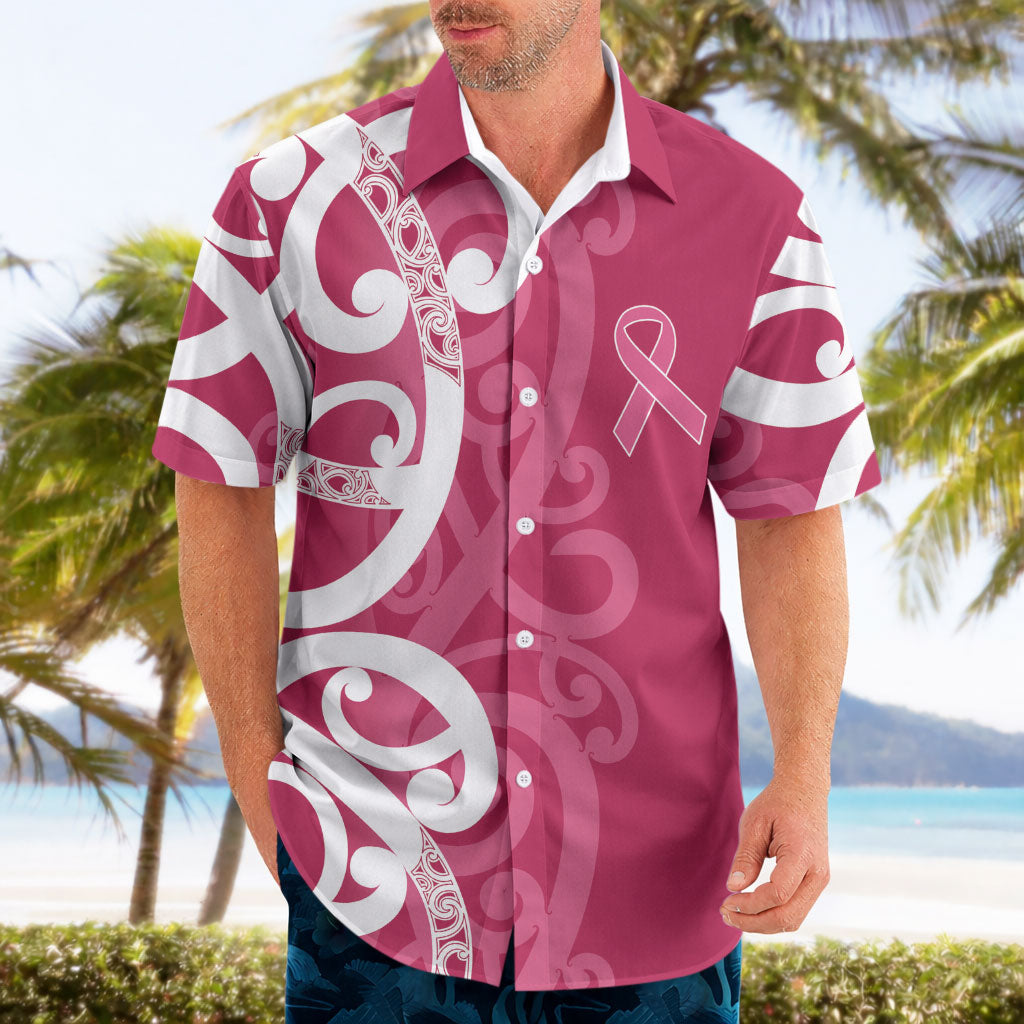 Breast Cancer Pink October Maori Hawaiian Shirt Koru Kowhaiwhai