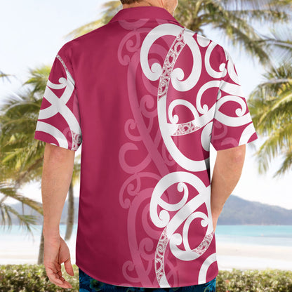 Breast Cancer Pink October Maori Hawaiian Shirt Koru Kowhaiwhai