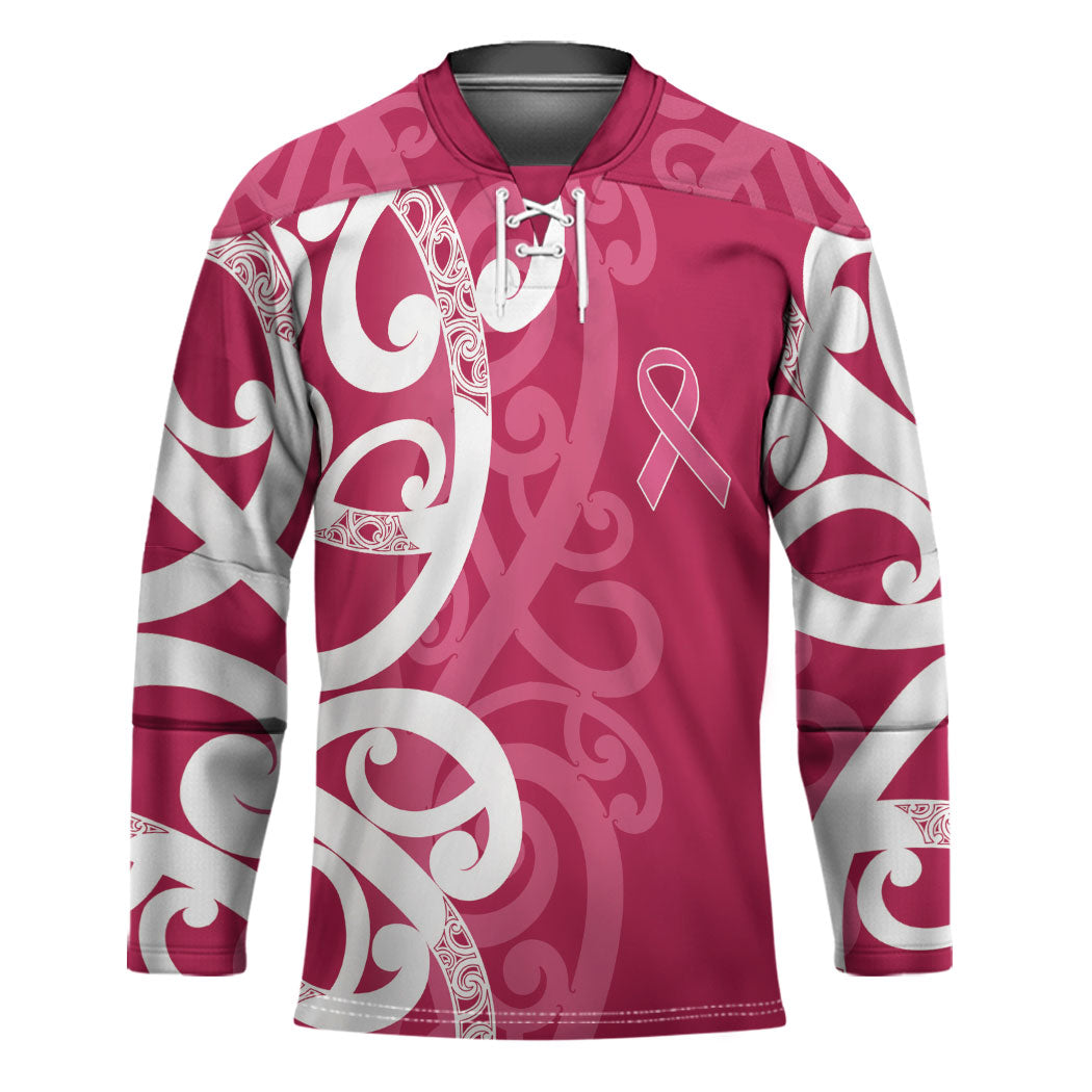 Breast Cancer Pink October Maori Hockey Jersey Koru Kowhaiwhai