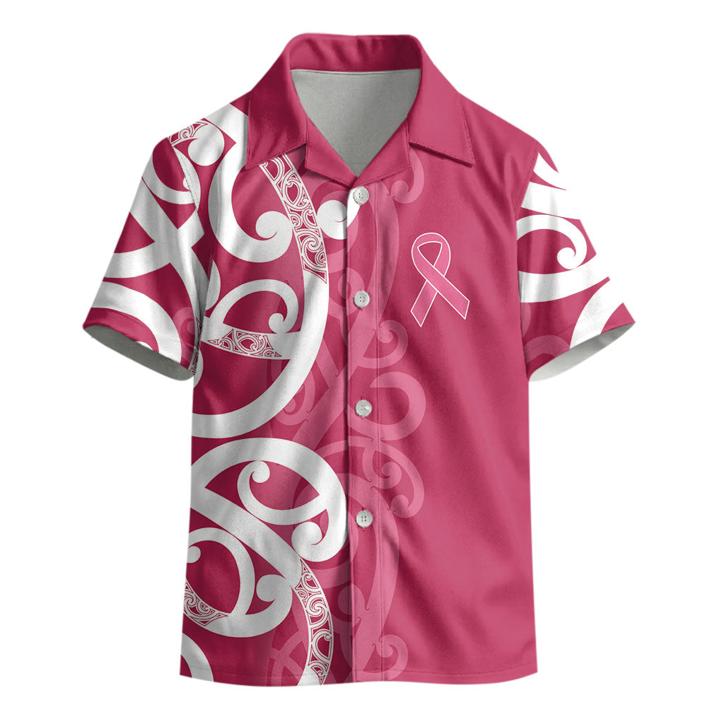 Breast Cancer Pink October Maori Kid Hawaiian Shirt Koru Kowhaiwhai
