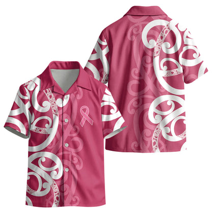 Breast Cancer Pink October Maori Kid Hawaiian Shirt Koru Kowhaiwhai