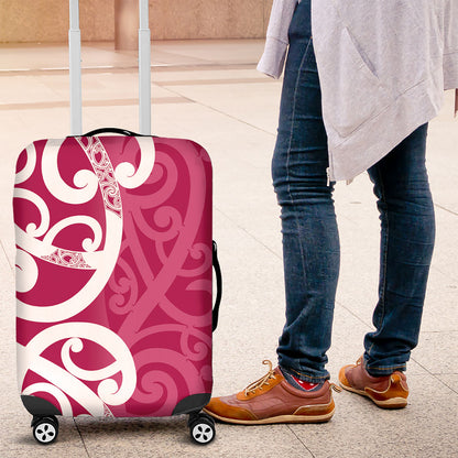 Breast Cancer Pink October Maori Luggage Cover Koru Kowhaiwhai
