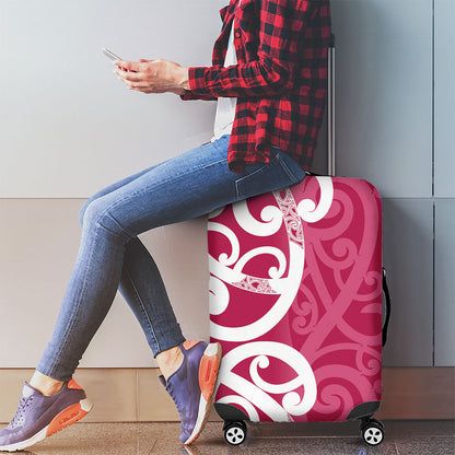 Breast Cancer Pink October Maori Luggage Cover Koru Kowhaiwhai