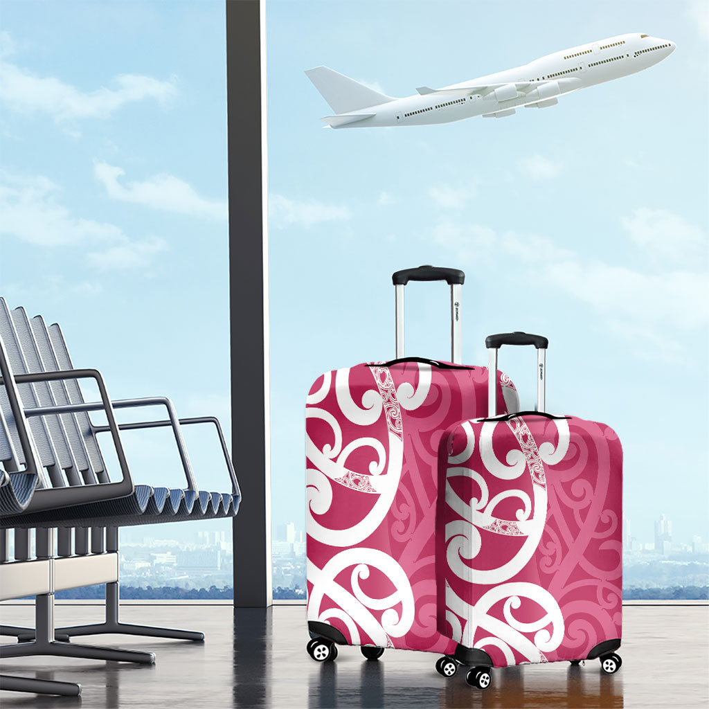 Breast Cancer Pink October Maori Luggage Cover Koru Kowhaiwhai
