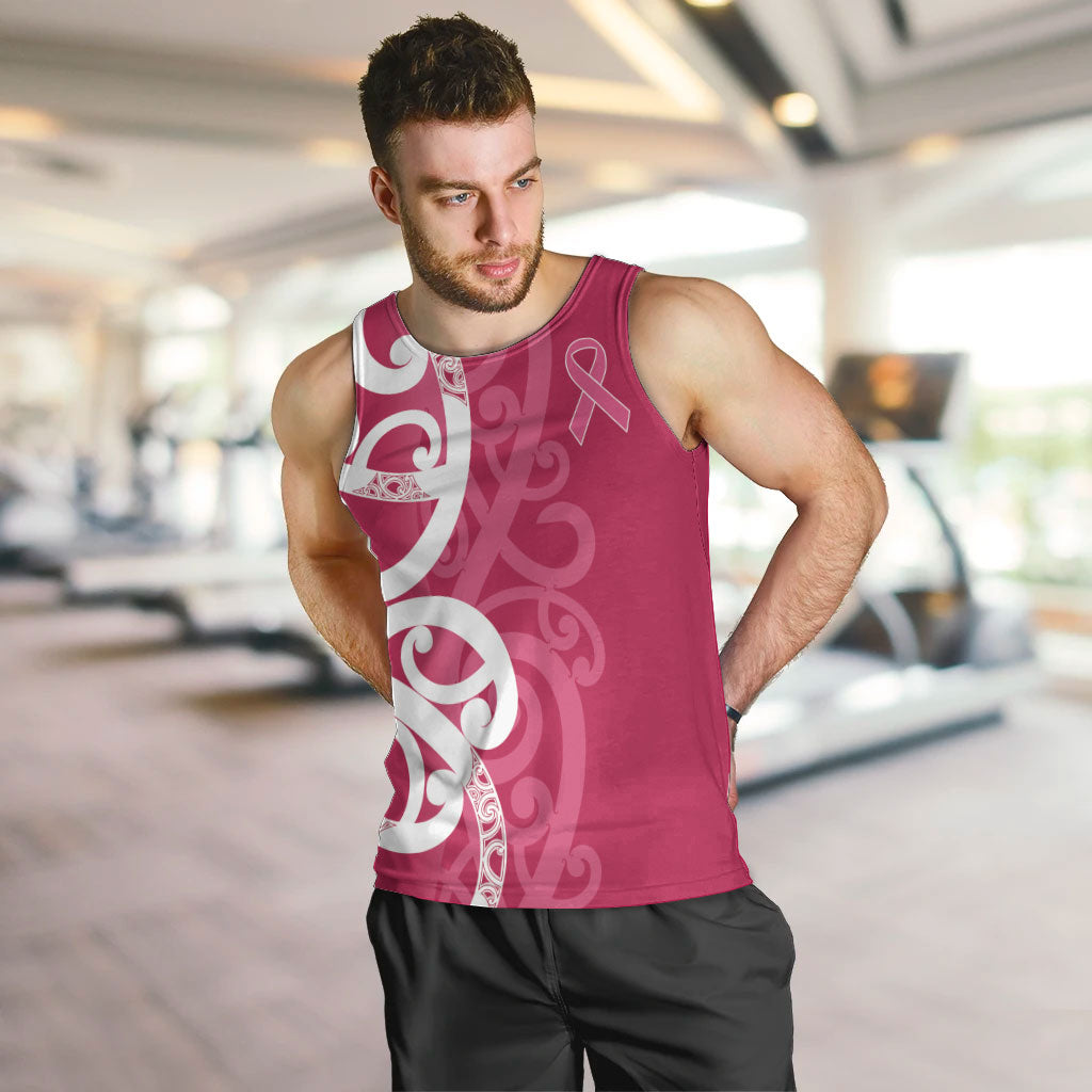 Breast Cancer Pink October Maori Men Tank Top Koru Kowhaiwhai