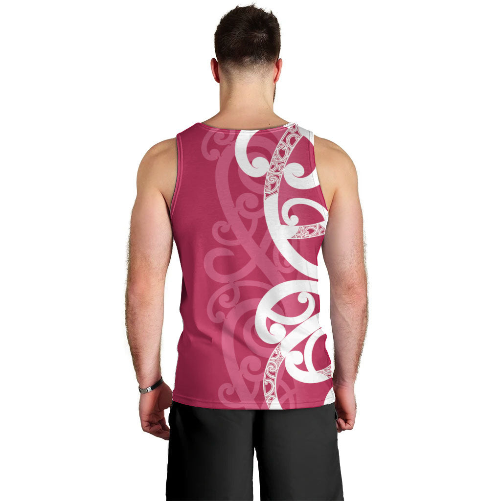 Breast Cancer Pink October Maori Men Tank Top Koru Kowhaiwhai