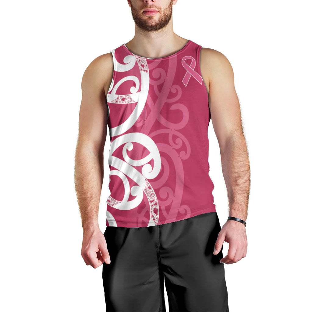 Breast Cancer Pink October Maori Men Tank Top Koru Kowhaiwhai