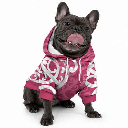 Breast Cancer Awareness Maori Pet Hoodie Koru Kowhaiwhai