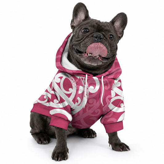 Breast Cancer Awareness Maori Pet Hoodie Koru Kowhaiwhai