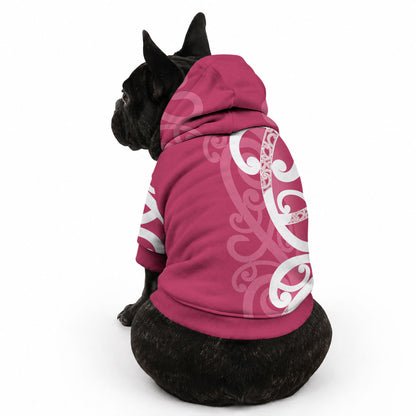 Breast Cancer Awareness Maori Pet Hoodie Koru Kowhaiwhai