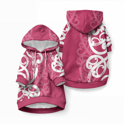Breast Cancer Awareness Maori Pet Hoodie Koru Kowhaiwhai