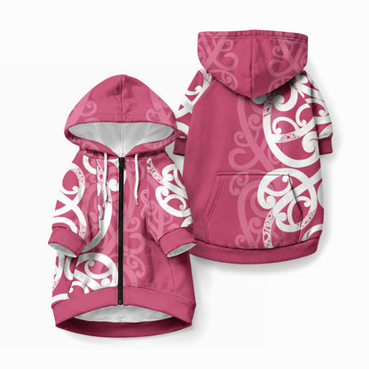 Breast Cancer Awareness Maori Pet Hoodie Koru Kowhaiwhai